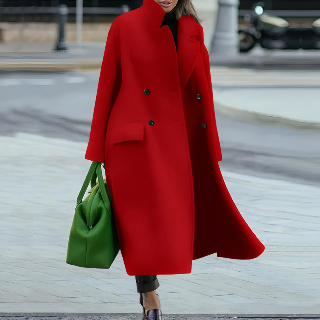 Waterproof Long Coat with Buttons for Women 0