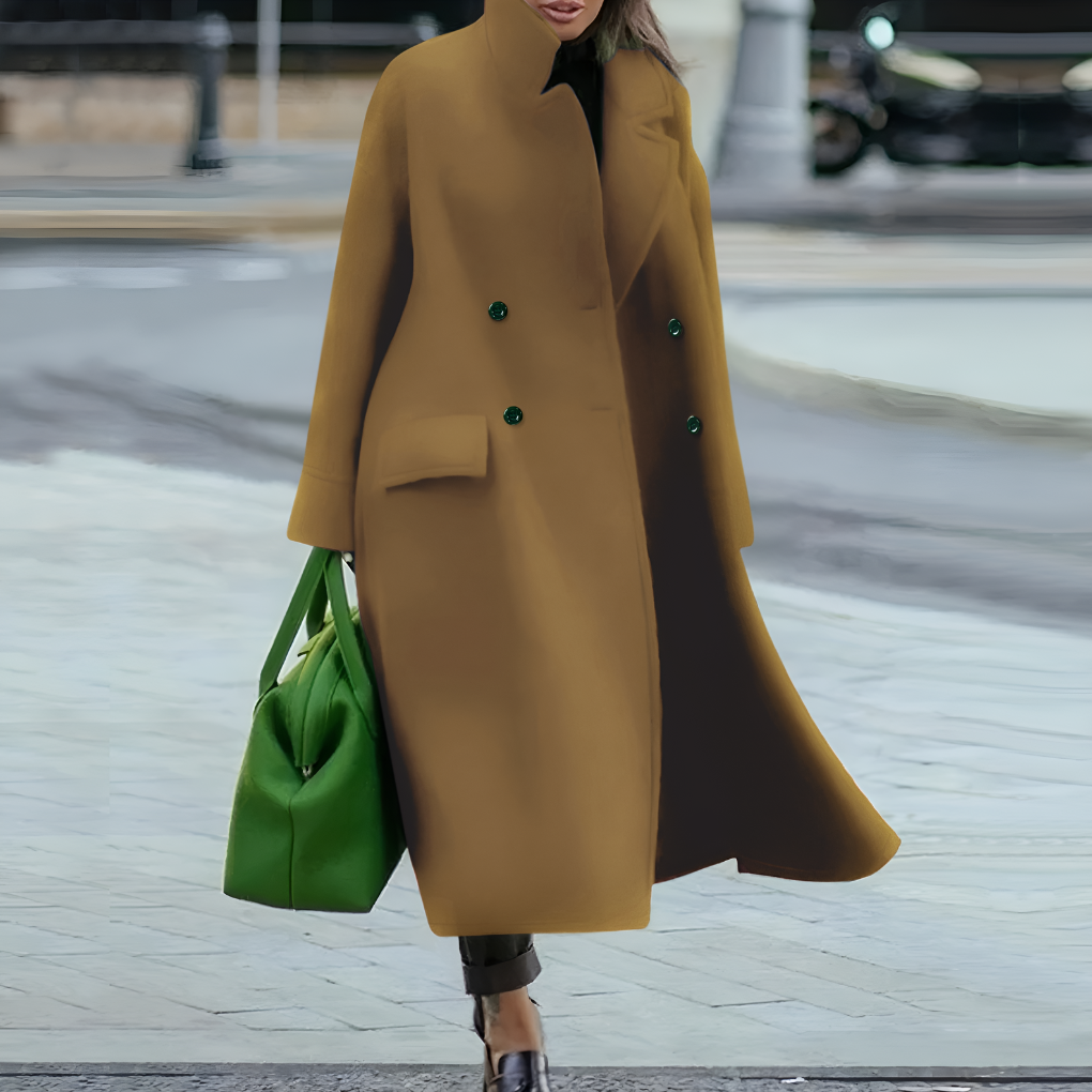 Waterproof Long Coat with Buttons for Women 1