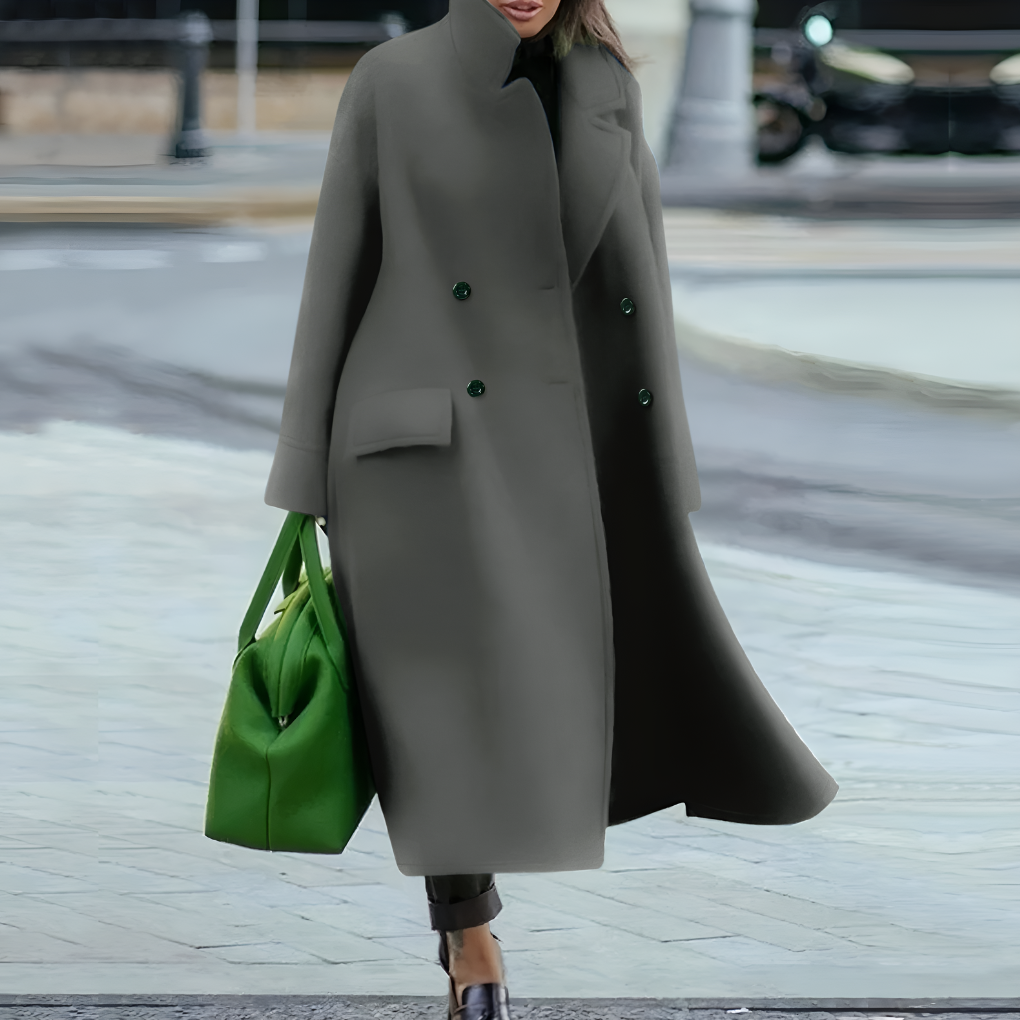 Waterproof Long Coat with Buttons for Women 3
