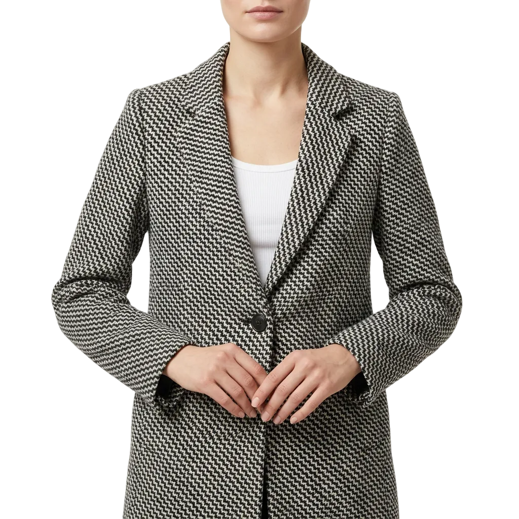Women’s Long Coat Notch Lapel Pattern