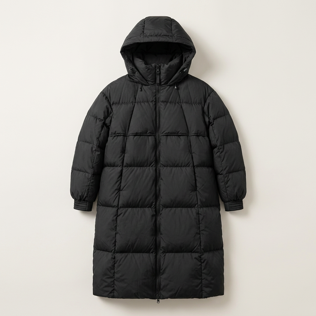 Women’s Long Puffer Coat Full Front Zipper Hooded Style