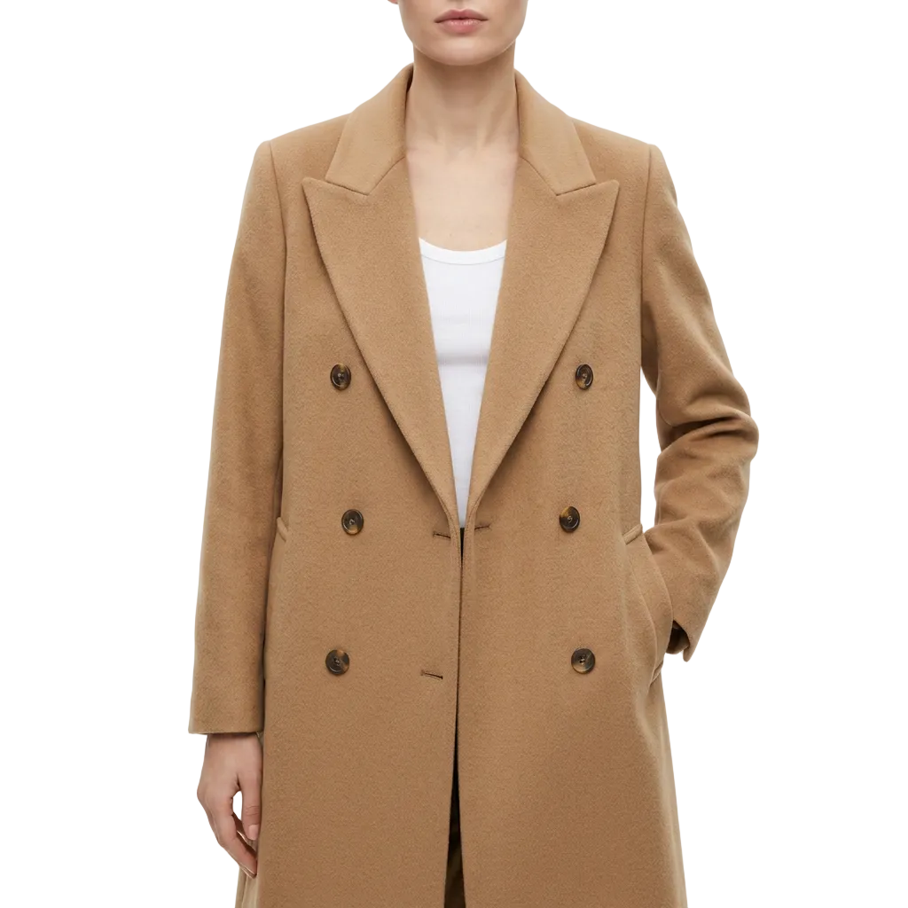 Women’s Long Sleeve Coat Notch Lapels Front Buttons
