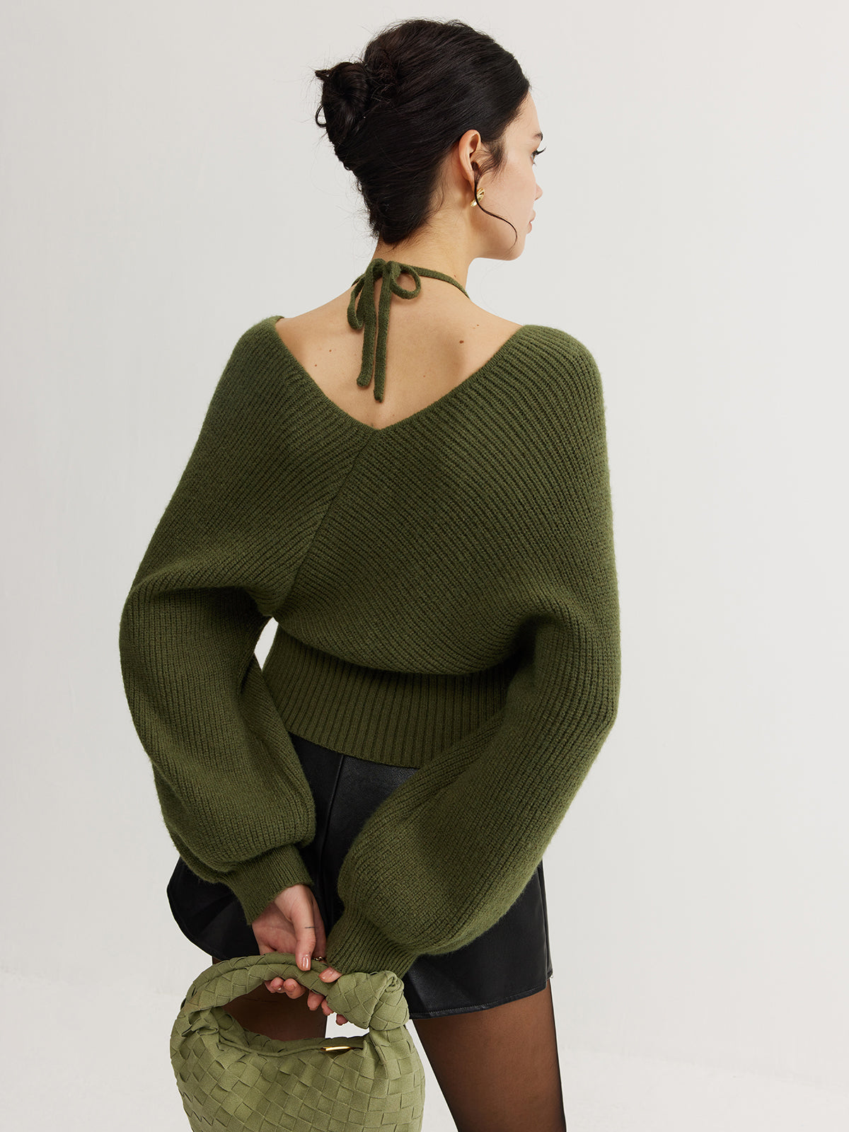 2 in 1 Bat Sleeve Halter Knit Top 6