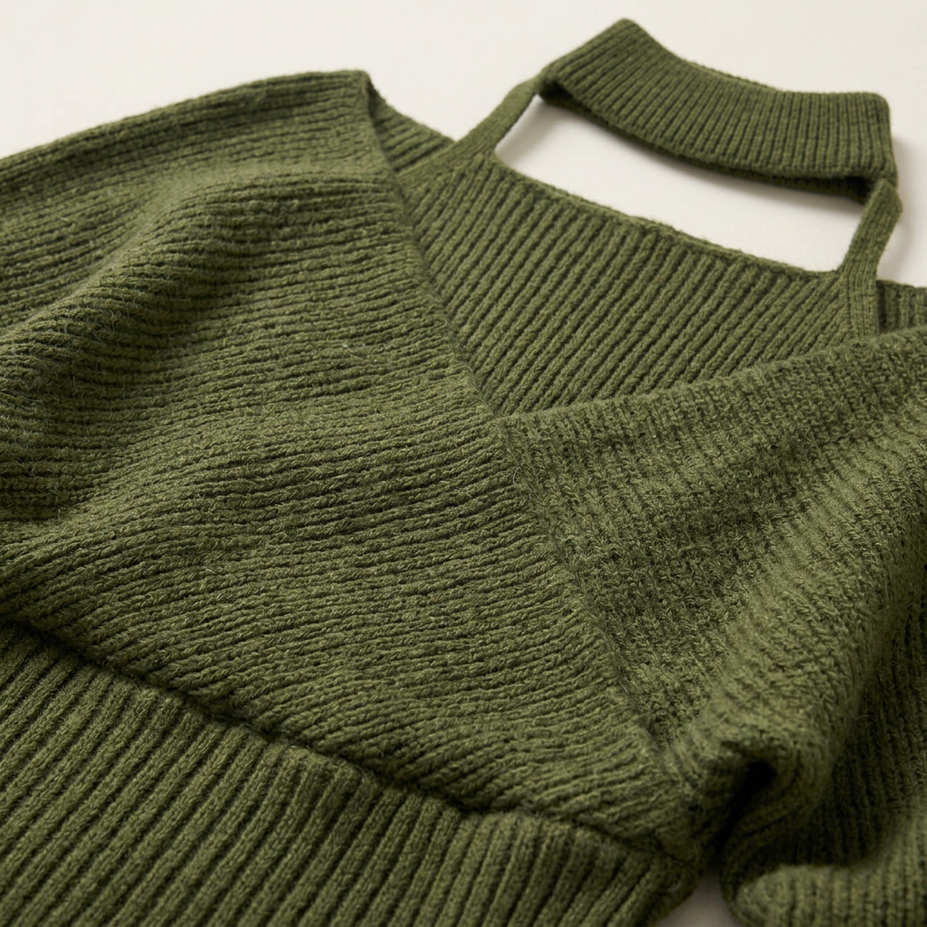 Women’s Long Sleeve Crop Sweater with Halter Neckline
