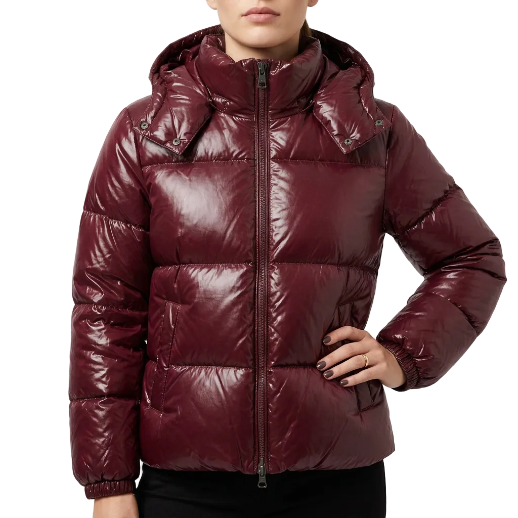 Women’s Long Sleeve Puffer Jacket Front Zip Hooded Outerwear