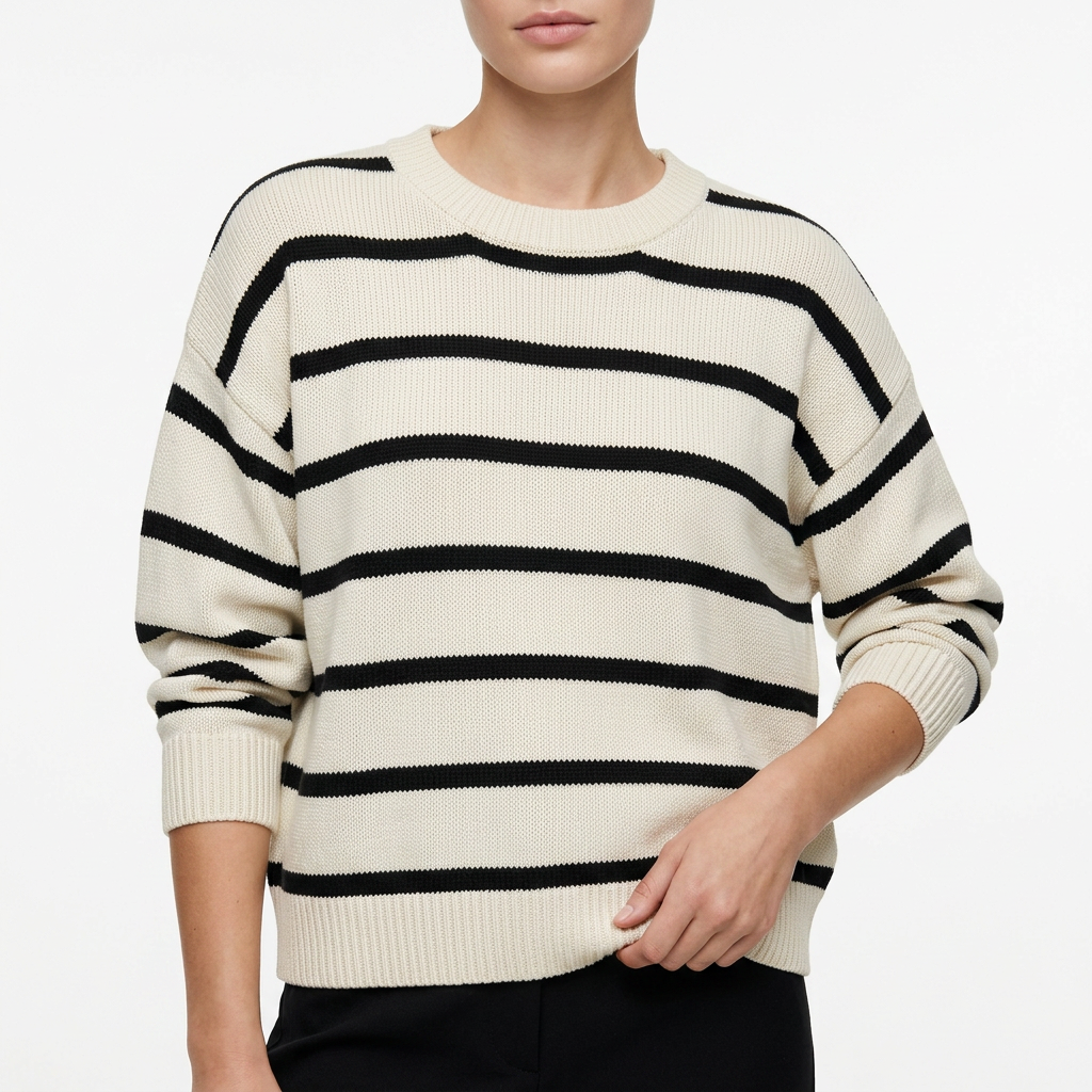 Women’s Long Sleeve Striped Sweater Round Neck