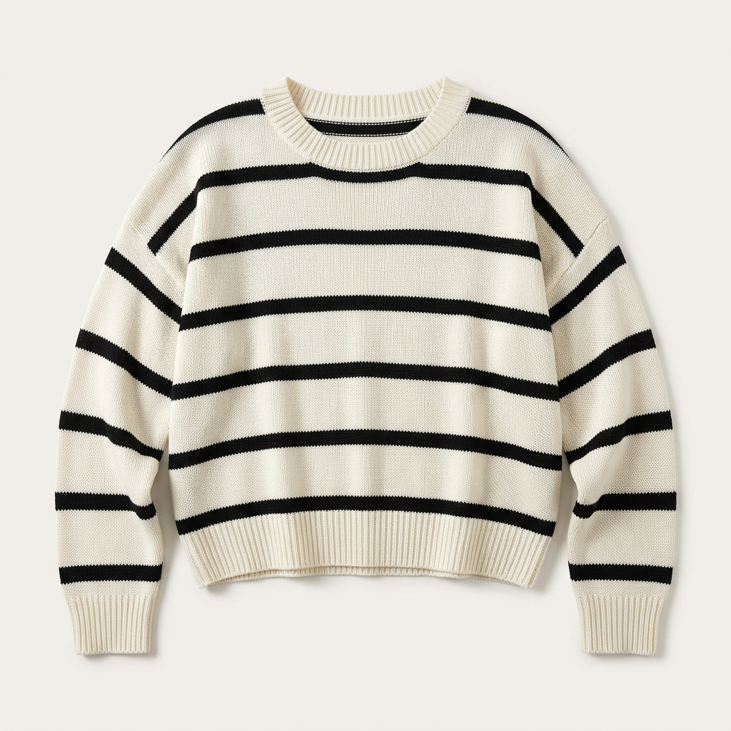 Women’s Long Sleeve Striped Sweater Round Neck