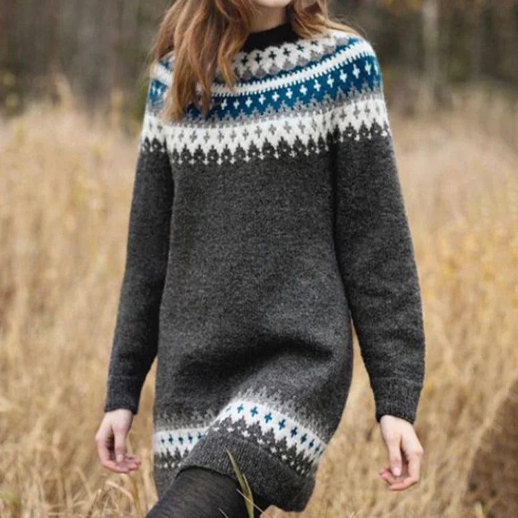 Paz  | Midi sweater with print and long sleeves 0