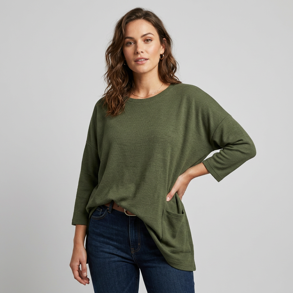 Women's Longline Batwing Sleeve Tunic Sweater