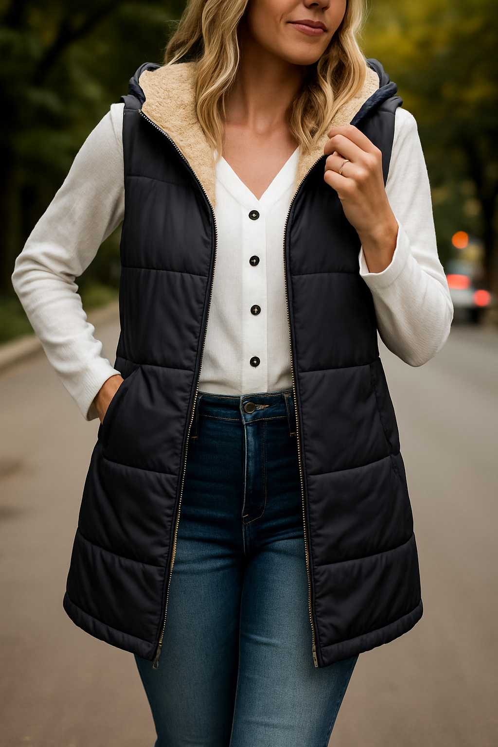 Elegant Classic Quilted Long Winter Vest for Women 0
