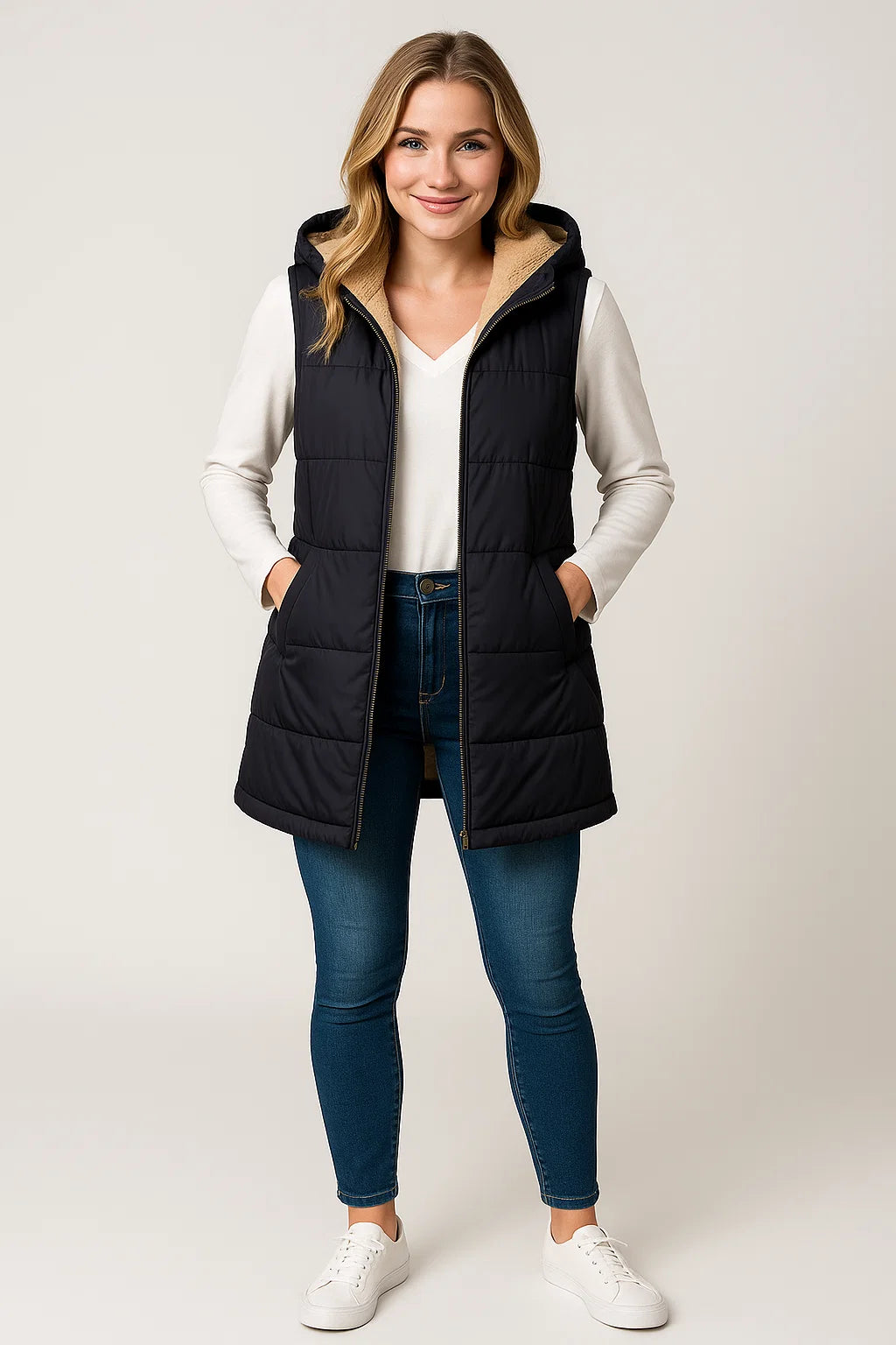 Elegant Classic Quilted Long Winter Vest for Women 1