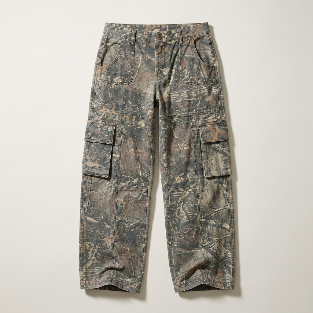 Women's Low-Rise Camo Wide-Leg Cargo Pants