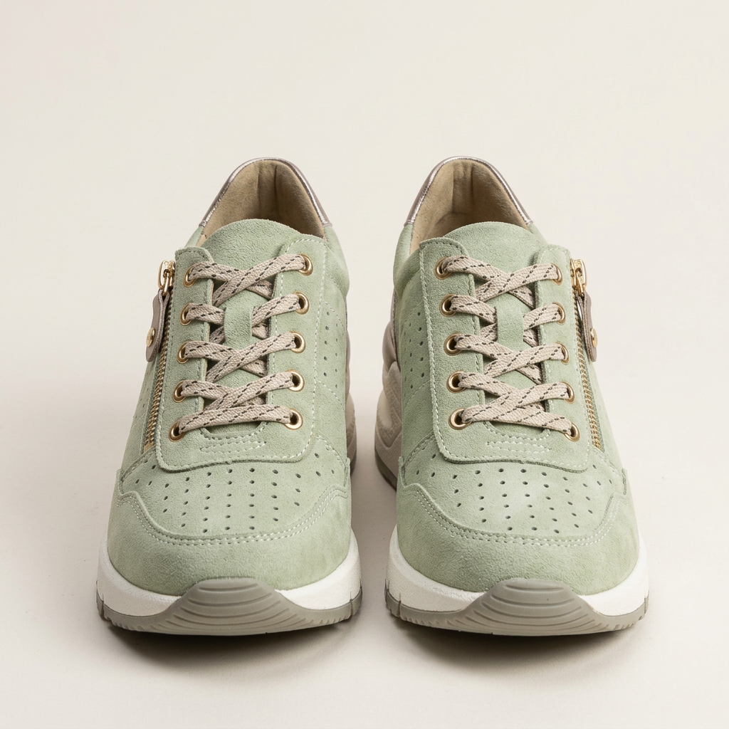 Women's Low Top Lace Up Sneakers Side Zip