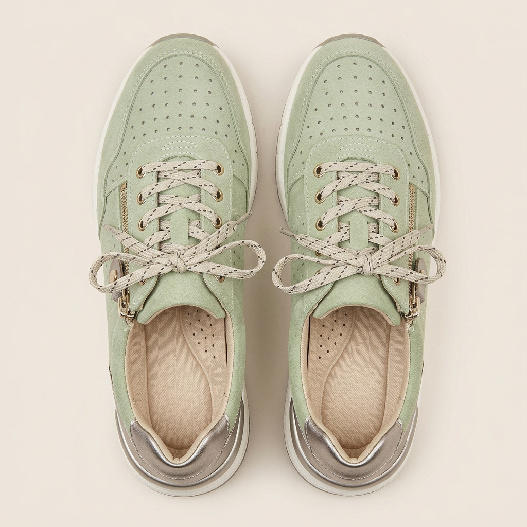 Women's Low Top Lace Up Sneakers Side Zip