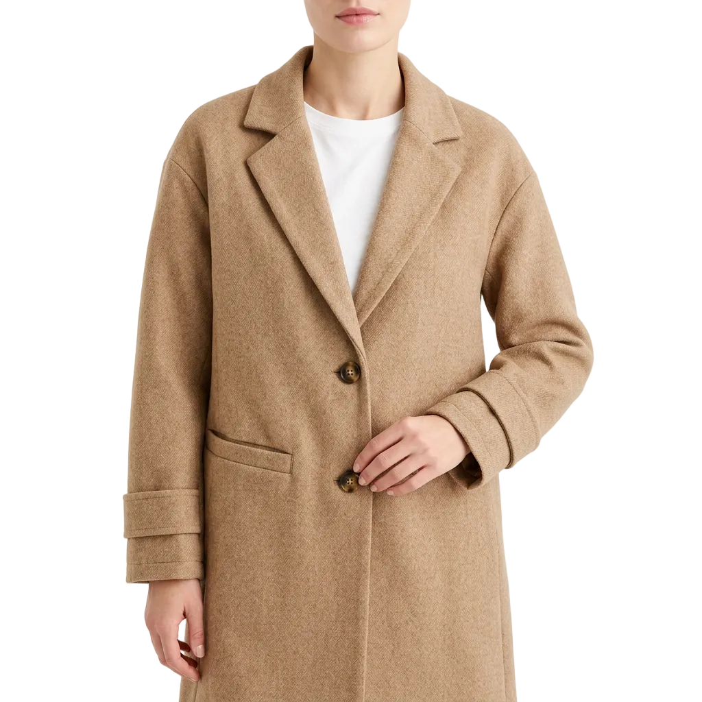 Women’s Mid-Length Coat Button Closure