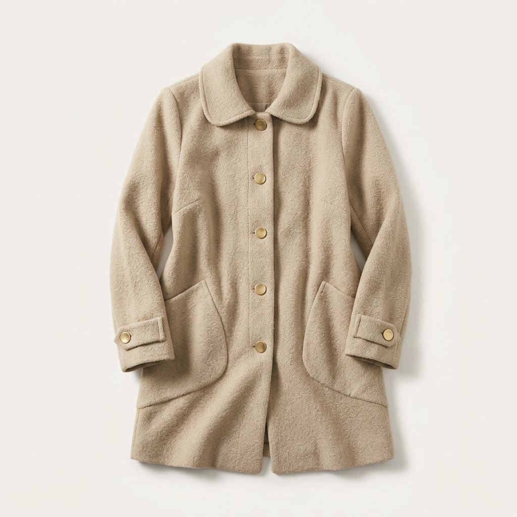 Women’s Mid-Length Coat Curved Flap Pockets