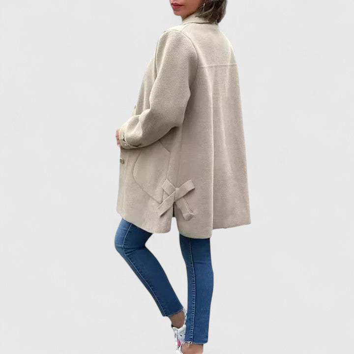 Women’s Mid-Length Coat Curved Flap Pockets
