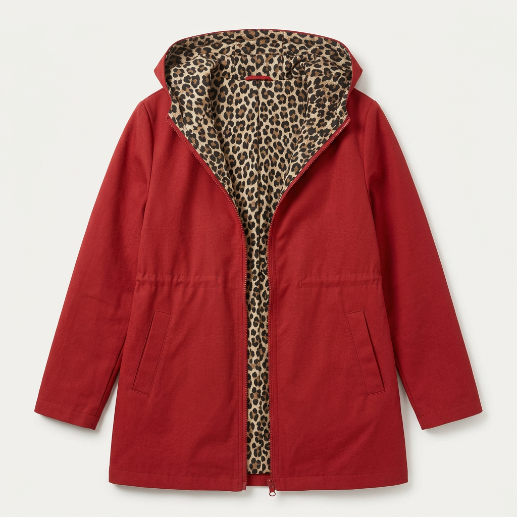 Women’s Mid-Length Coat Zipper Closure Drawstring Waist