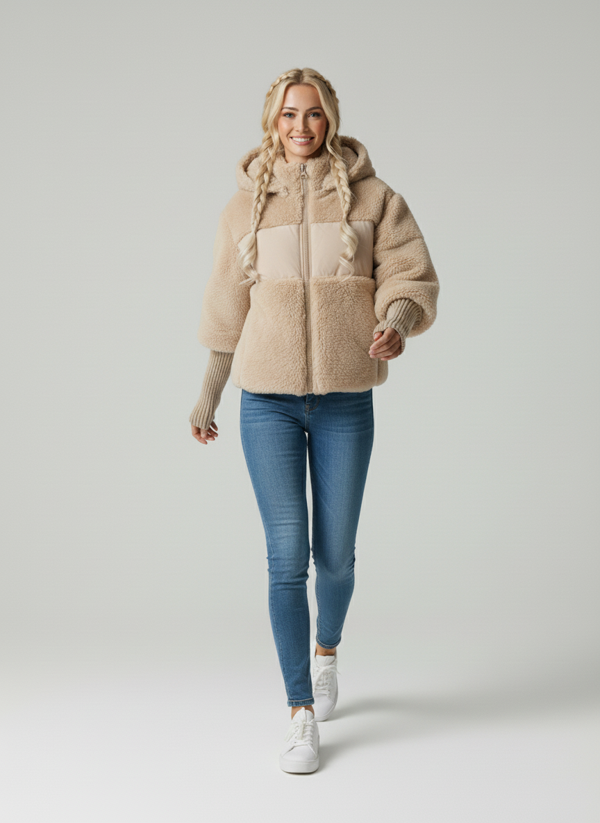 Camila Women's Winter Puffer Jacket – Warm Quilted Coat with Knit Cuffs & Elegant Collar 1