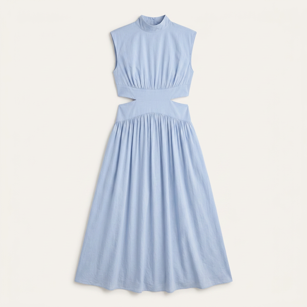 Women's Mock Neck Cut Out Long Dress