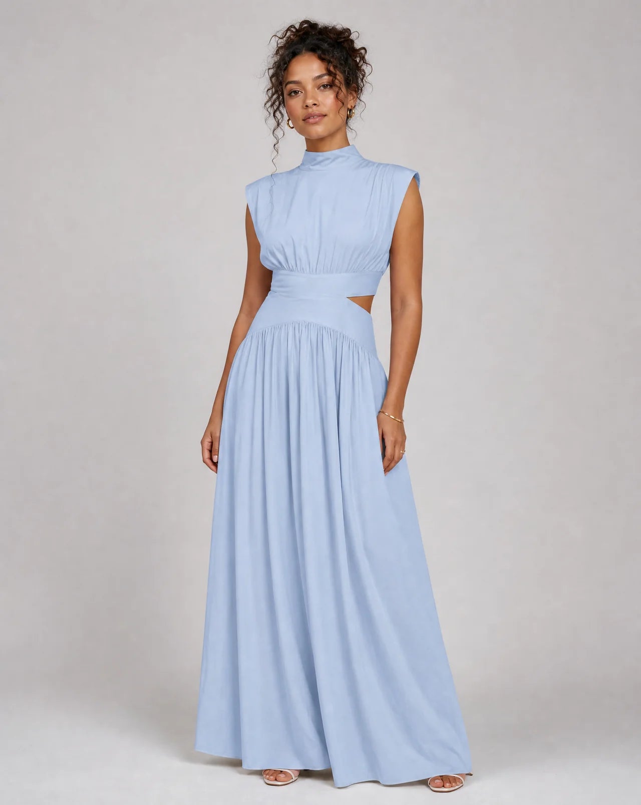 Women's Mock Neck Cut Out Long Dress