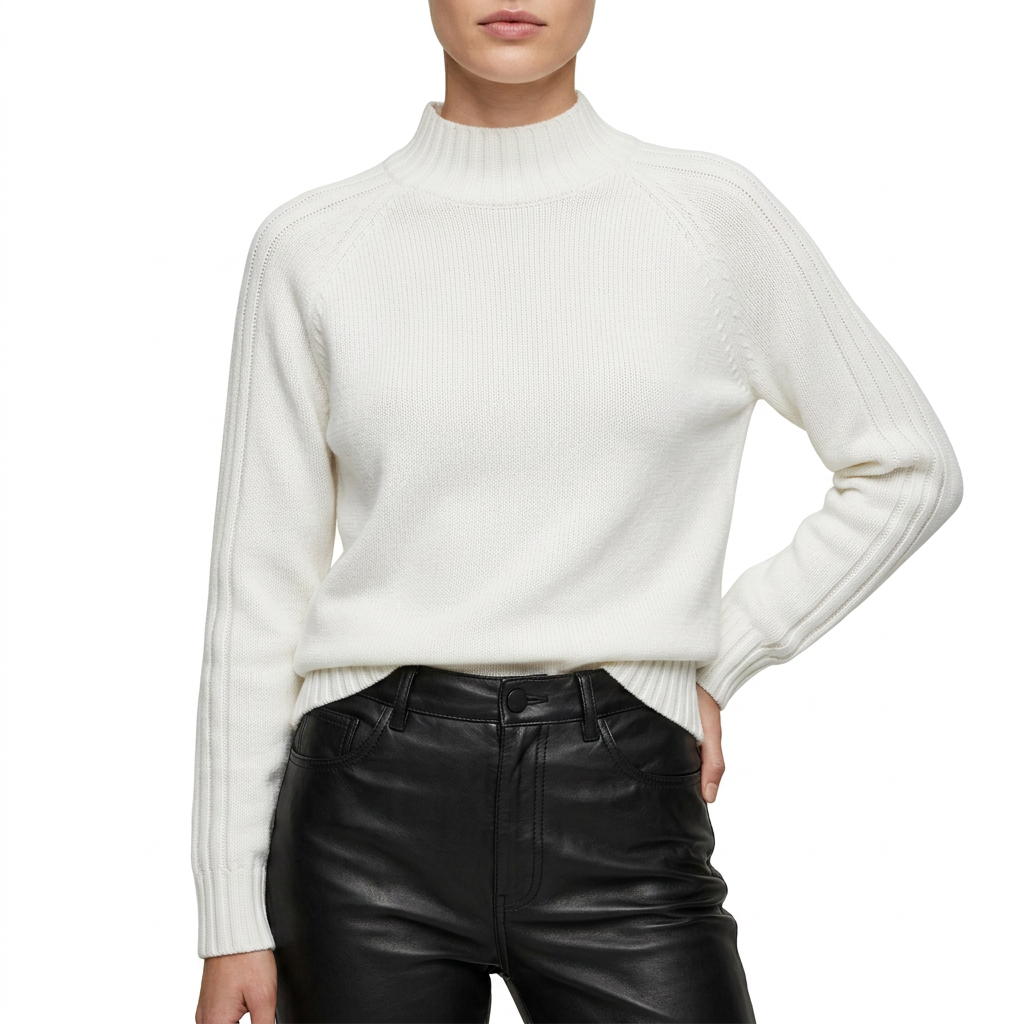 Women’s Mock Neck Sweater Raglan Sleeves