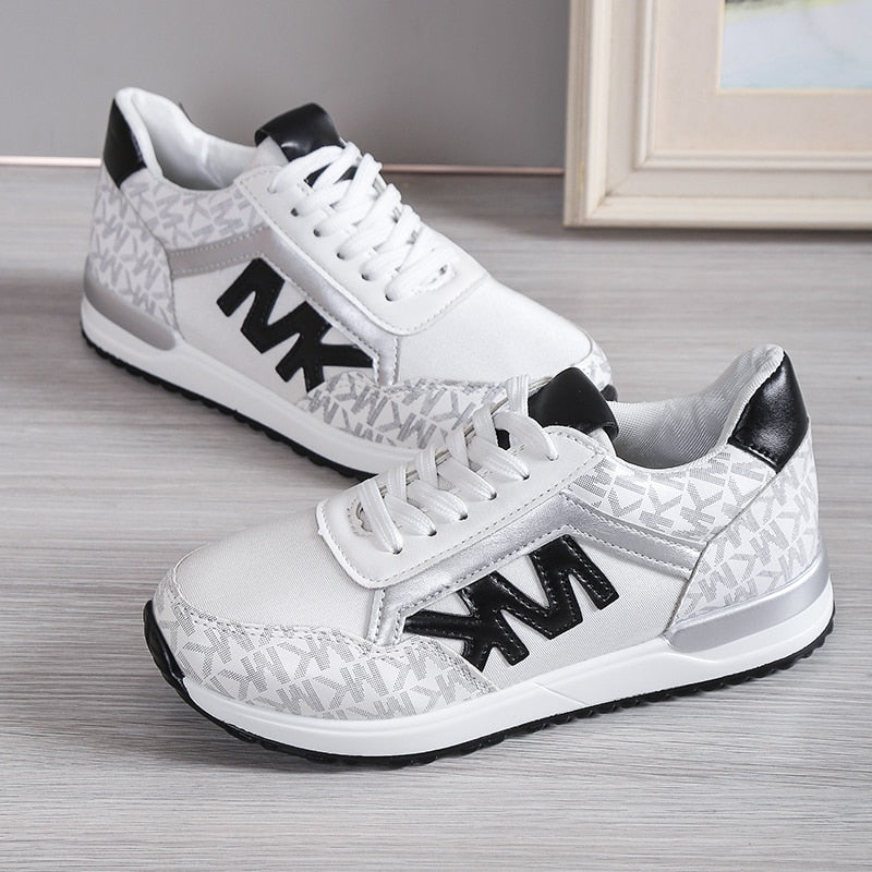 Elara Haus White Sneakers Women - Breathable Fabric Non-Slip Sole 4