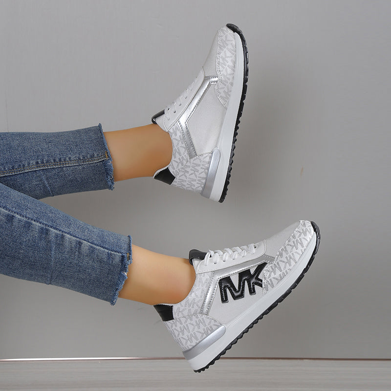 Elara Haus White Sneakers Women - Breathable Fabric Non-Slip Sole 8