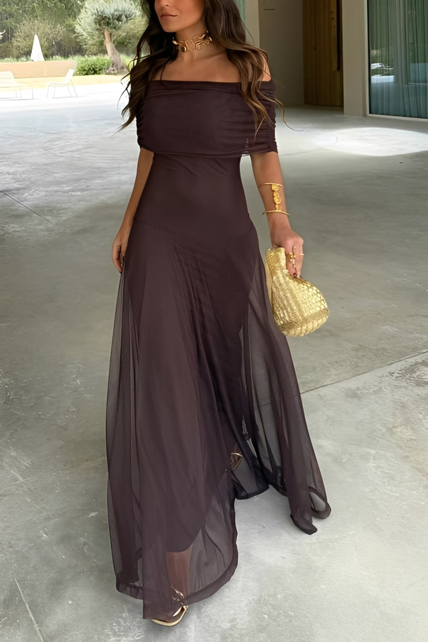 Toledo One Shoulder Mesh Maxi Dress 0