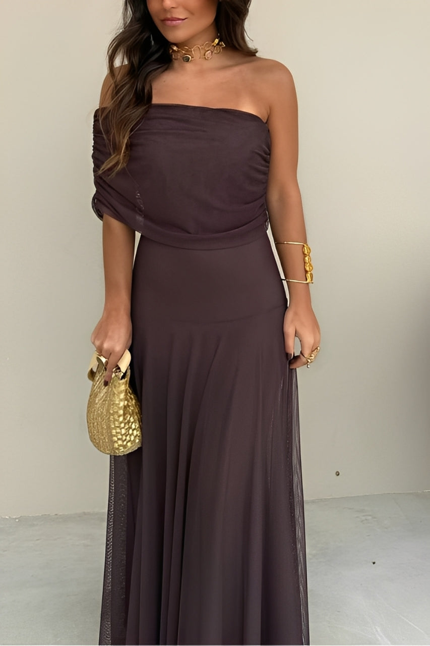 Toledo One Shoulder Mesh Maxi Dress 4