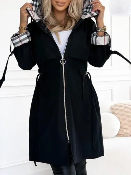 Women’s Outerwear Coat Long Sleeve Drawstring Waist