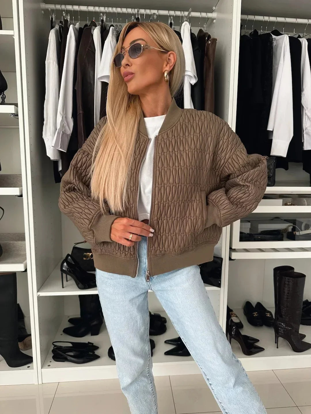 Women’s Outerwear Jacket Long Sleeve Banded Trims