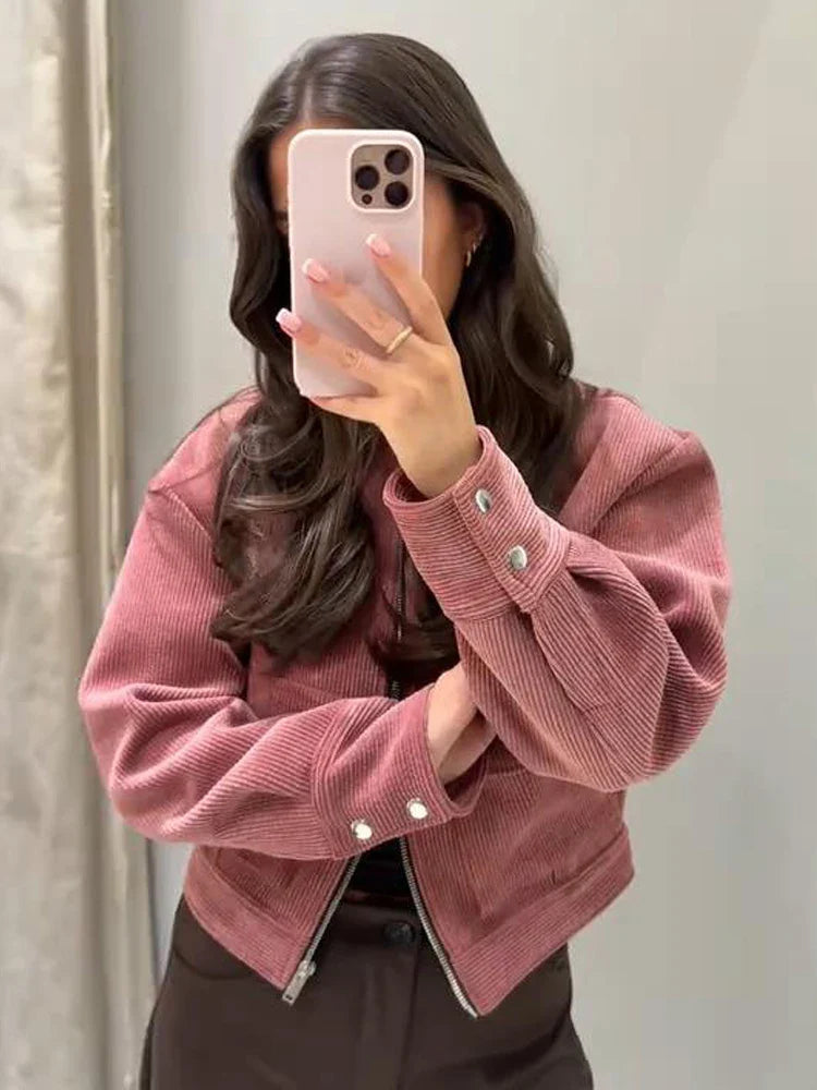 Women’s Outerwear Jacket Long Sleeve Dual-Snap Cuffs