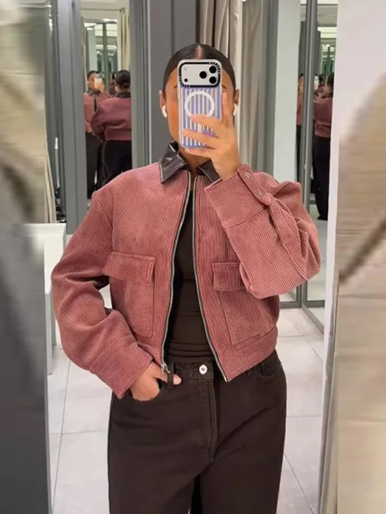 Women’s Outerwear Jacket Long Sleeve Dual-Snap Cuffs
