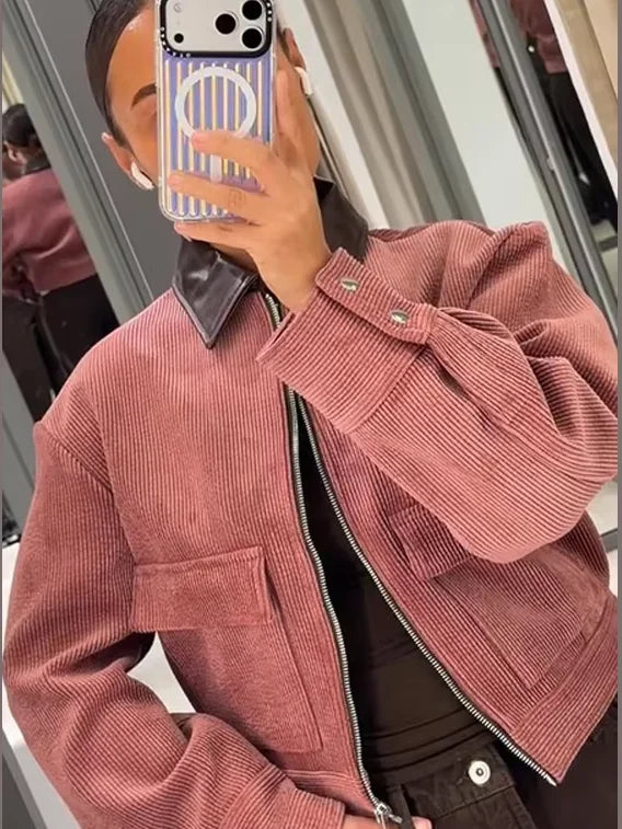 Women’s Outerwear Jacket Long Sleeve Dual-Snap Cuffs