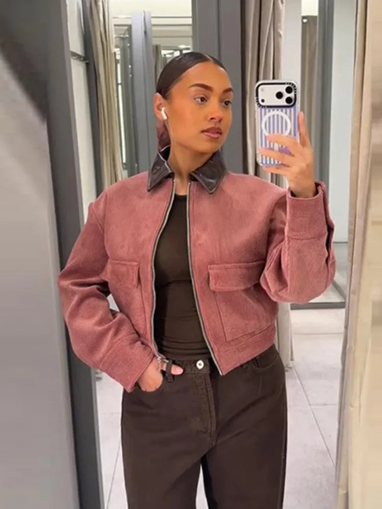 Women’s Outerwear Jacket Long Sleeve Dual-Snap Cuffs