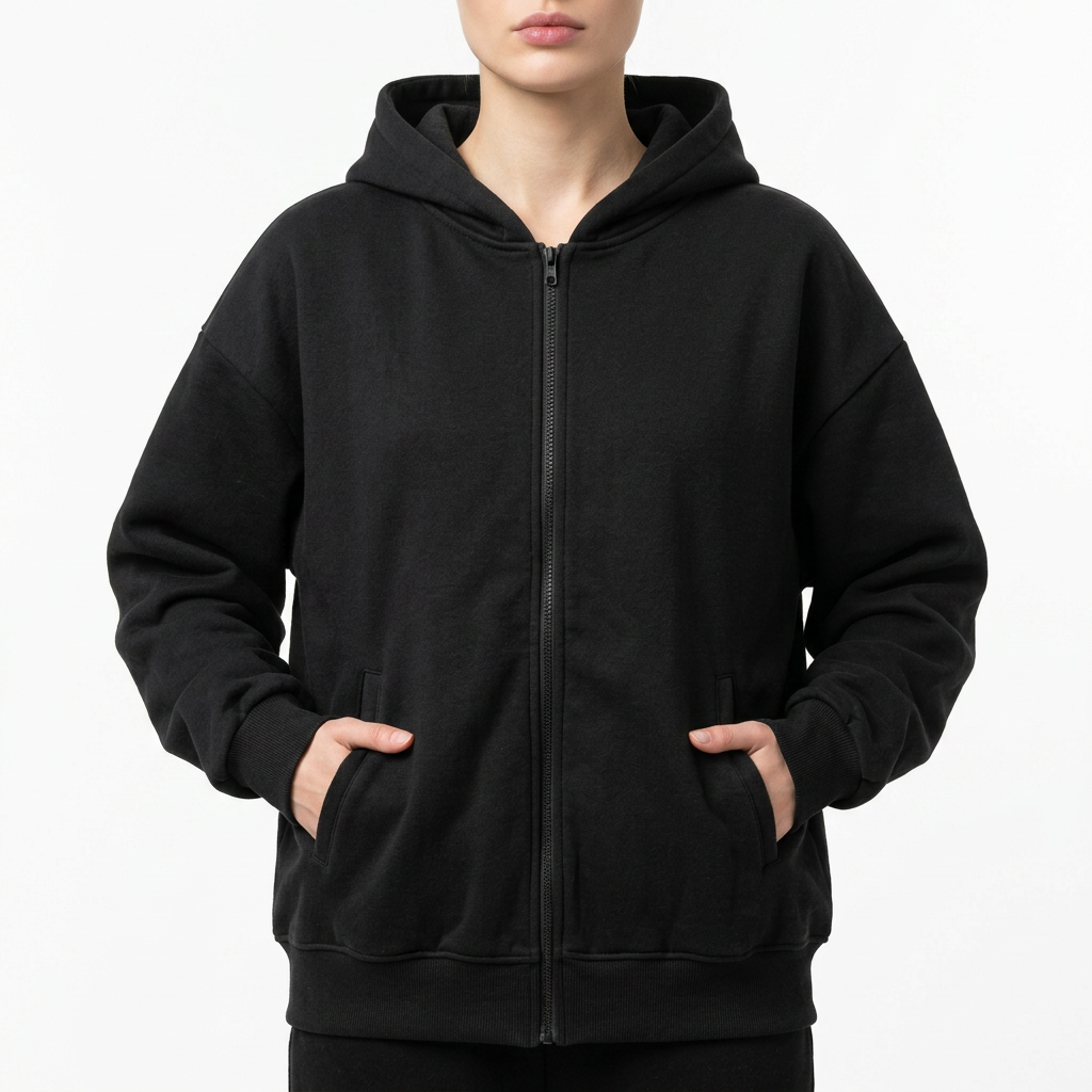 Women’s Oversized Hooded Jacket Front Zipper Closure