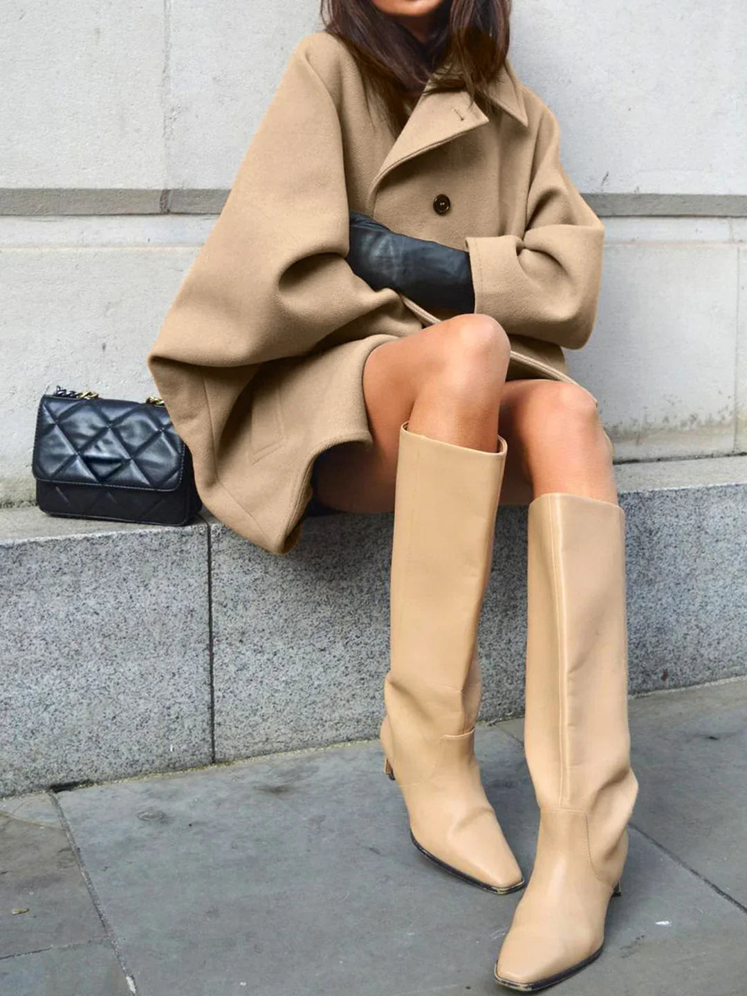 Solid Oversized Pocket Button Coat 2
