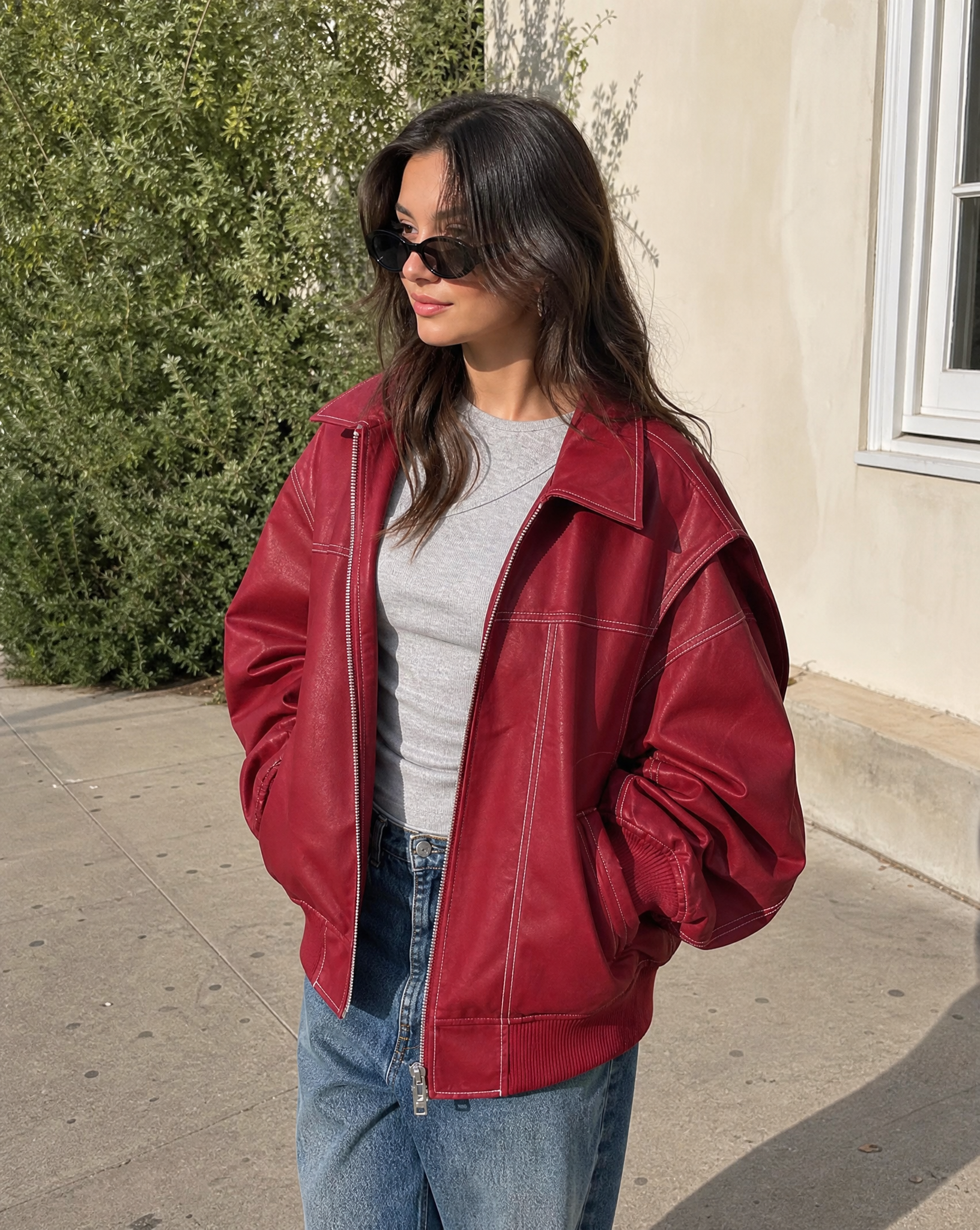 Zafira | Women's Oversized Zip Up Bomber Jacket with Collar Padded Streetwear Casual Coat 6