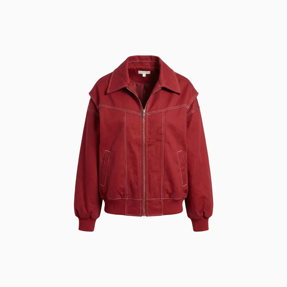 Zafira | Women's Oversized Zip Up Bomber Jacket with Collar Padded Streetwear Casual Coat 1