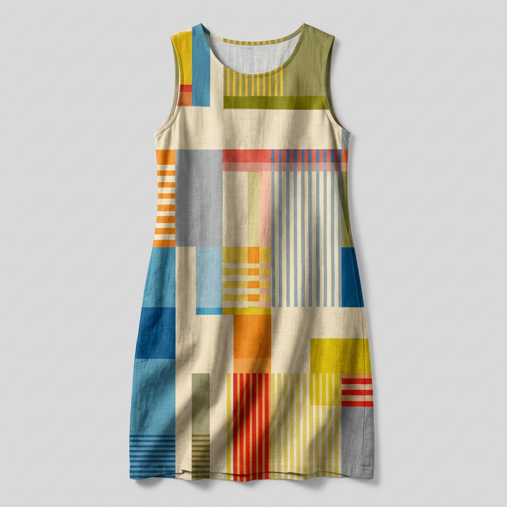 Women's Patchwork Sleeveless Midi Dress