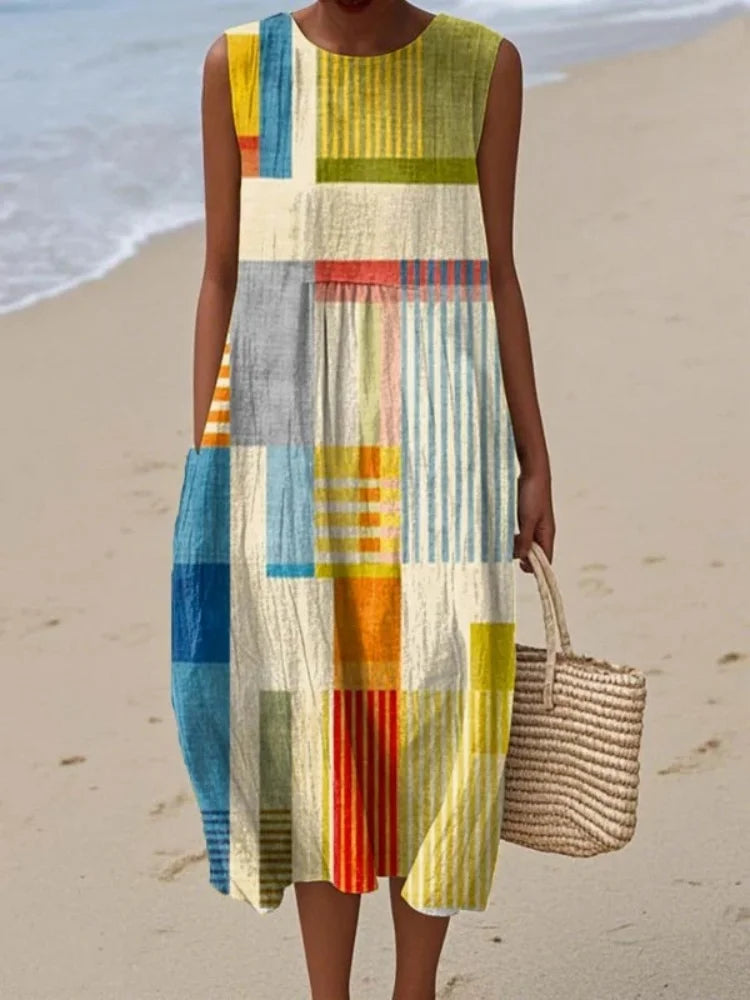 Elena | Elegant Art Midi Dress 0