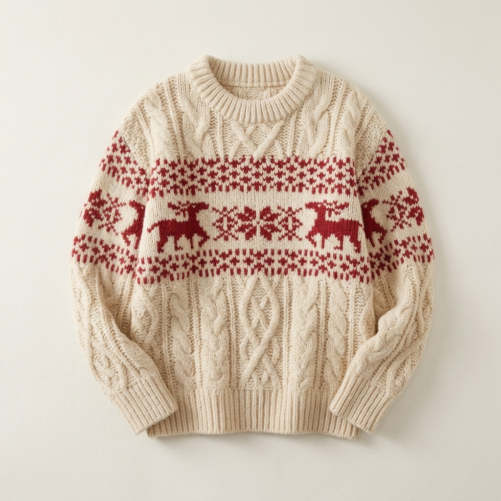 Women’s Patterned Knit Sweater Cable Stitch Details