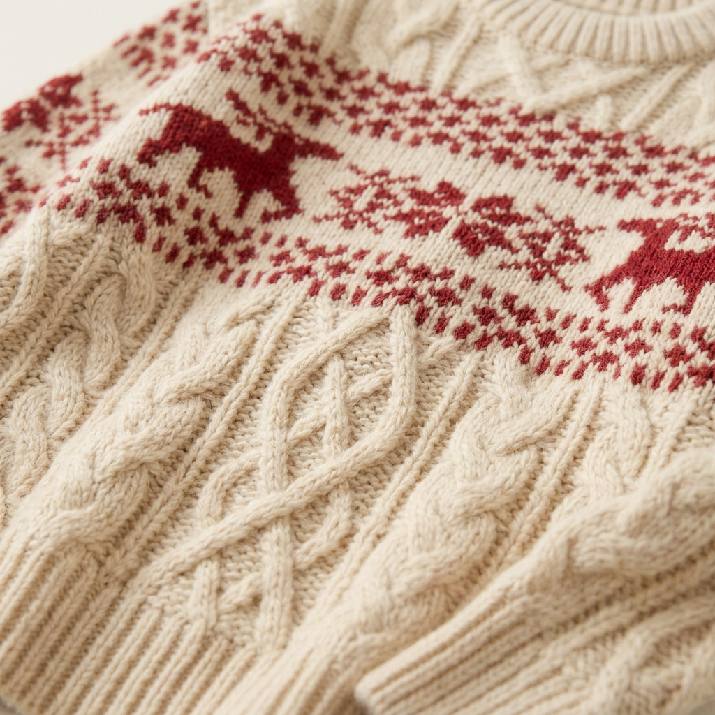 Women’s Patterned Knit Sweater Cable Stitch Details