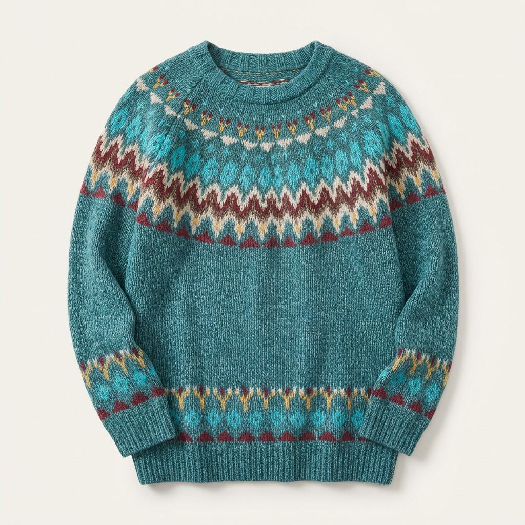 Women’s Patterned Knit Sweater Contrast Horizontal Rows