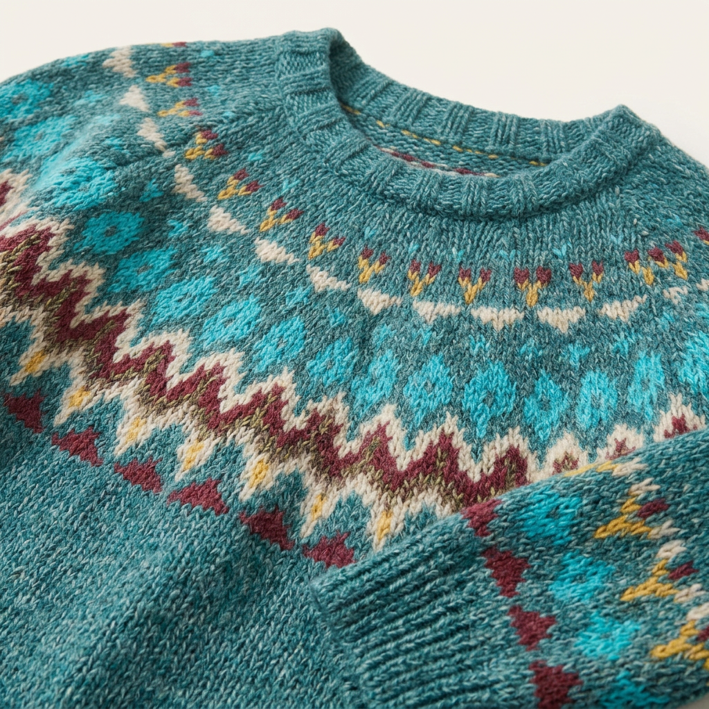Women’s Patterned Knit Sweater Contrast Horizontal Rows