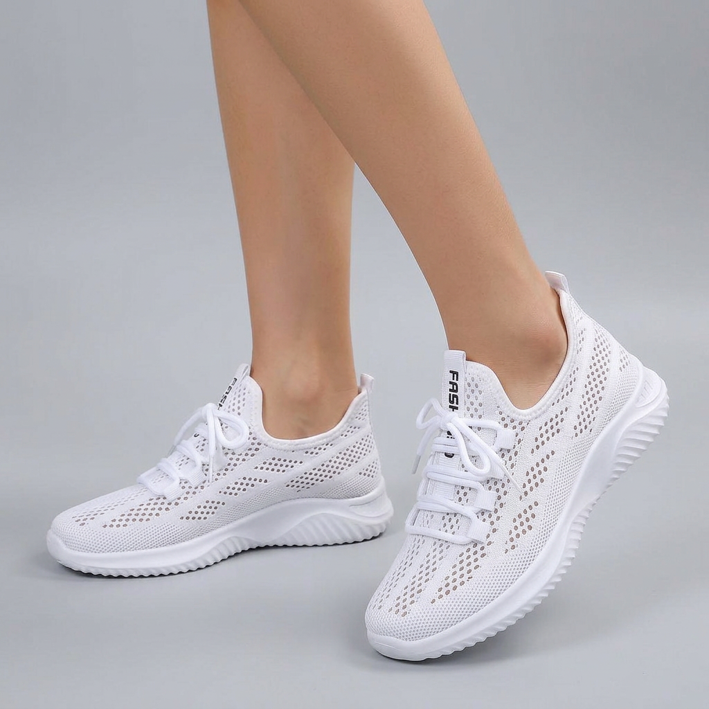 Women's Perforated Knit Flexible Sole Shoes