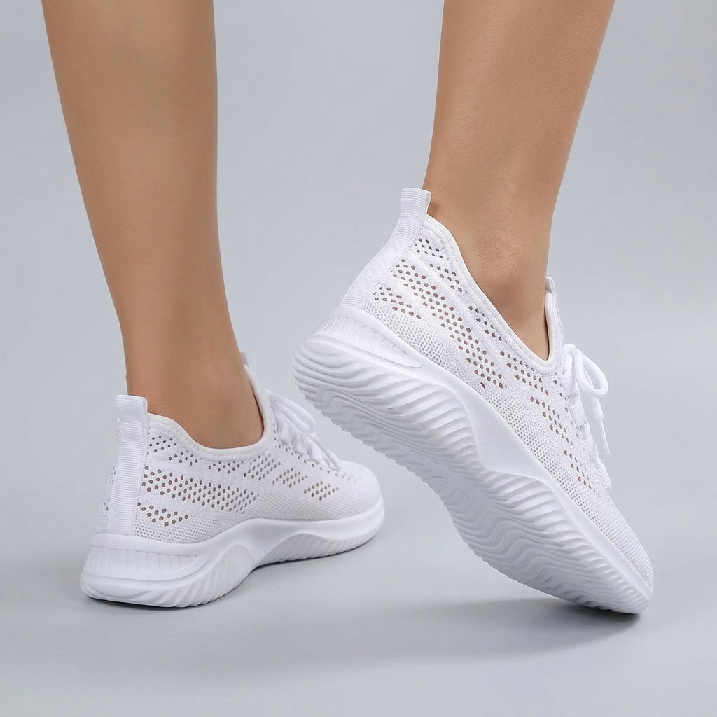 Women's Perforated Knit Flexible Sole Shoes