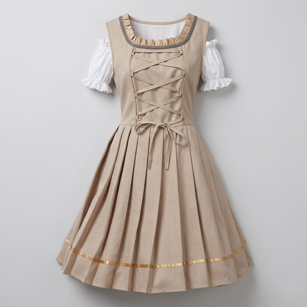 Women's Pleated Midi Dirndl Dress