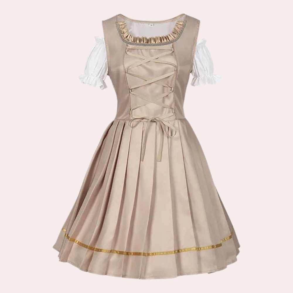 Elegant midi dirndl dress for women in khaki 0